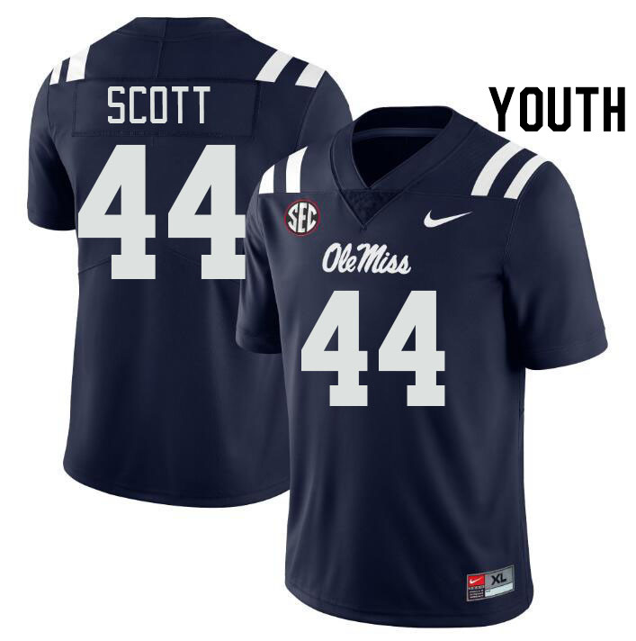 Youth #44 Ali Scott Ole Miss Rebels College Football Jerseyes Stitched Sale-Navy